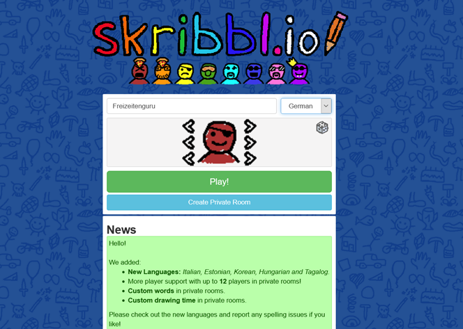 Skribbl.io: privaten Raum erstellen und Einstellungen vornehmen