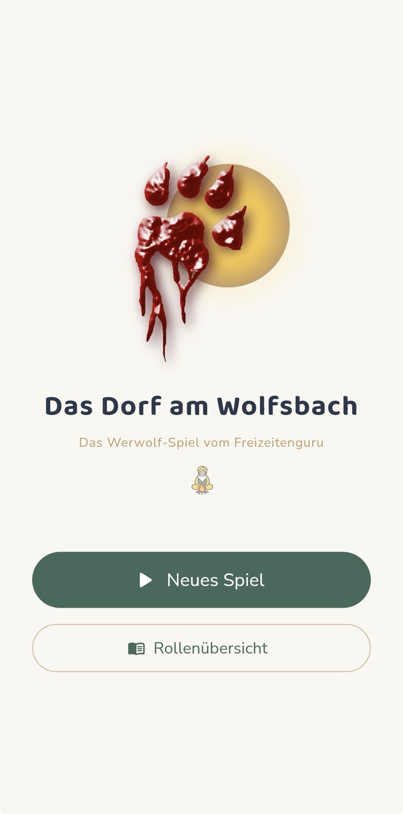 Startbildschirm der Werwolf-App